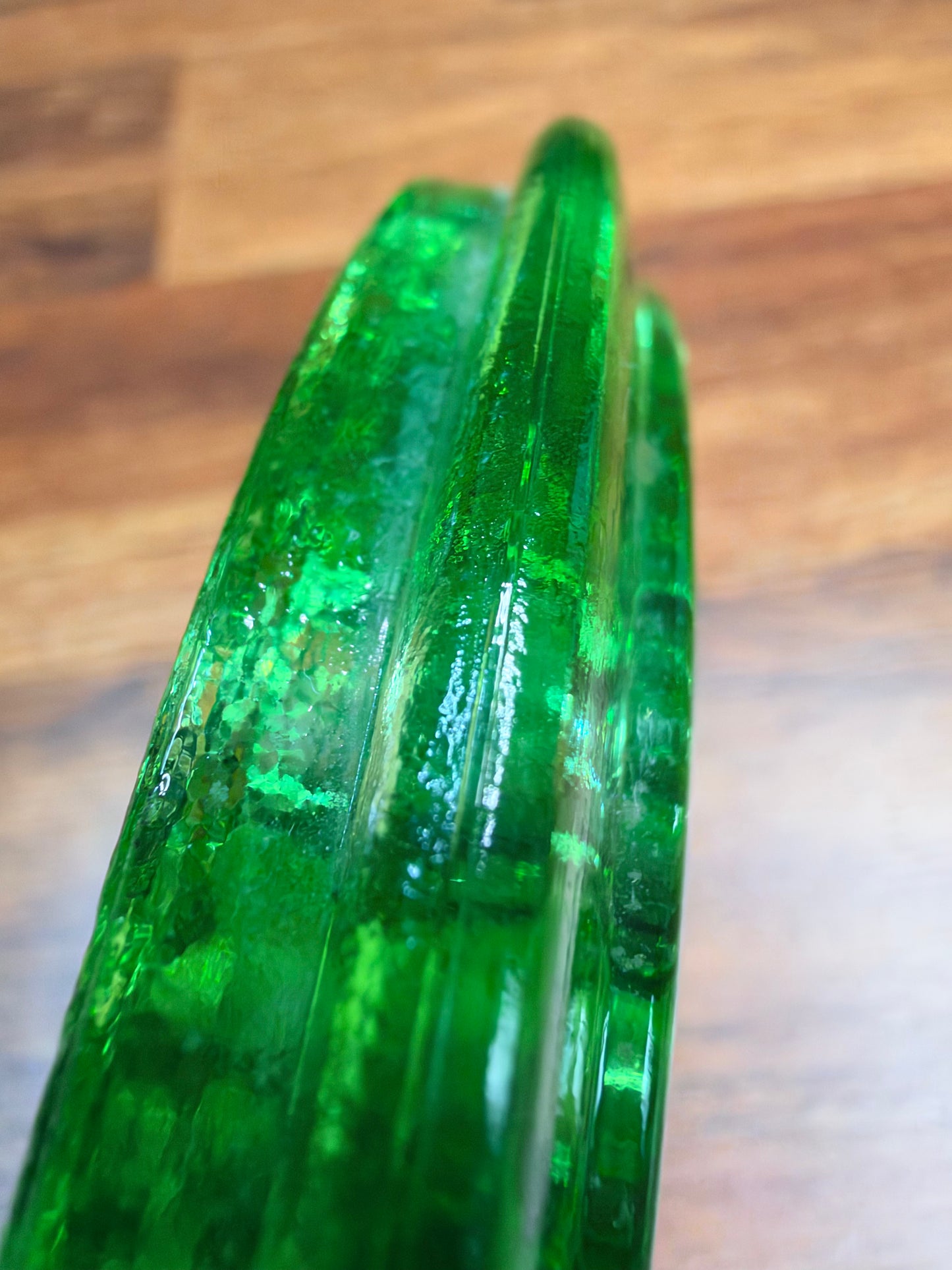 Uranium Glass 16 Hole Flower Frog